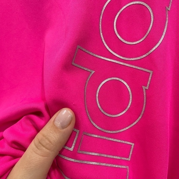 Adidas Pink Short Sleeve Girl Tee Logo Spellout XL - Picture 3 of 7